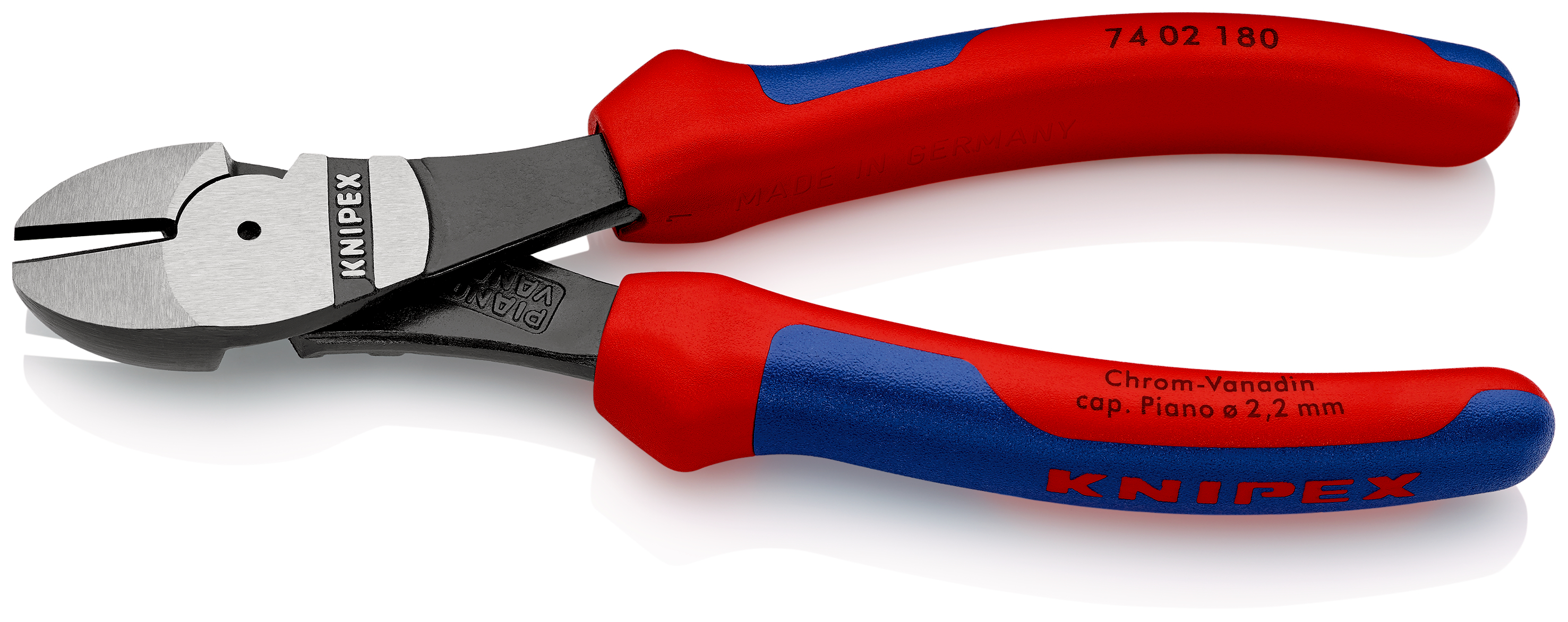 KNIPEX Kraft-Seitenschneider mit Mehrkomponenten-Hüllen schwarz atramentiert 180 mm