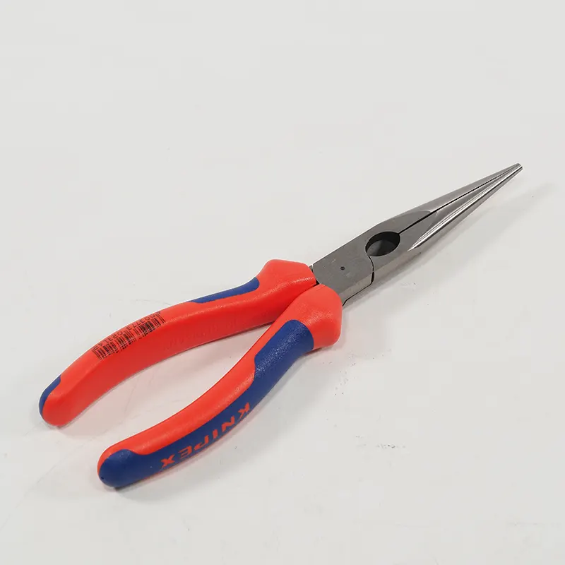 KNIPEX Flachrundzange mit Schneide (Storchschnabelzange) mit Mehrkomponenten-Hüllen schwarz atrament