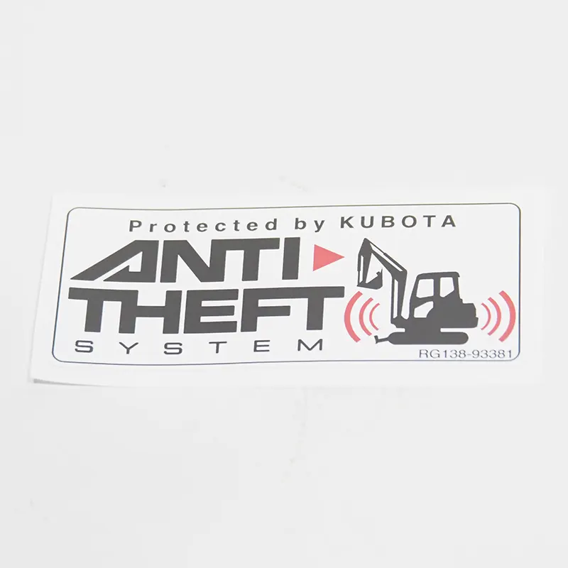 Kubota Aufkleber Anti Theft System 