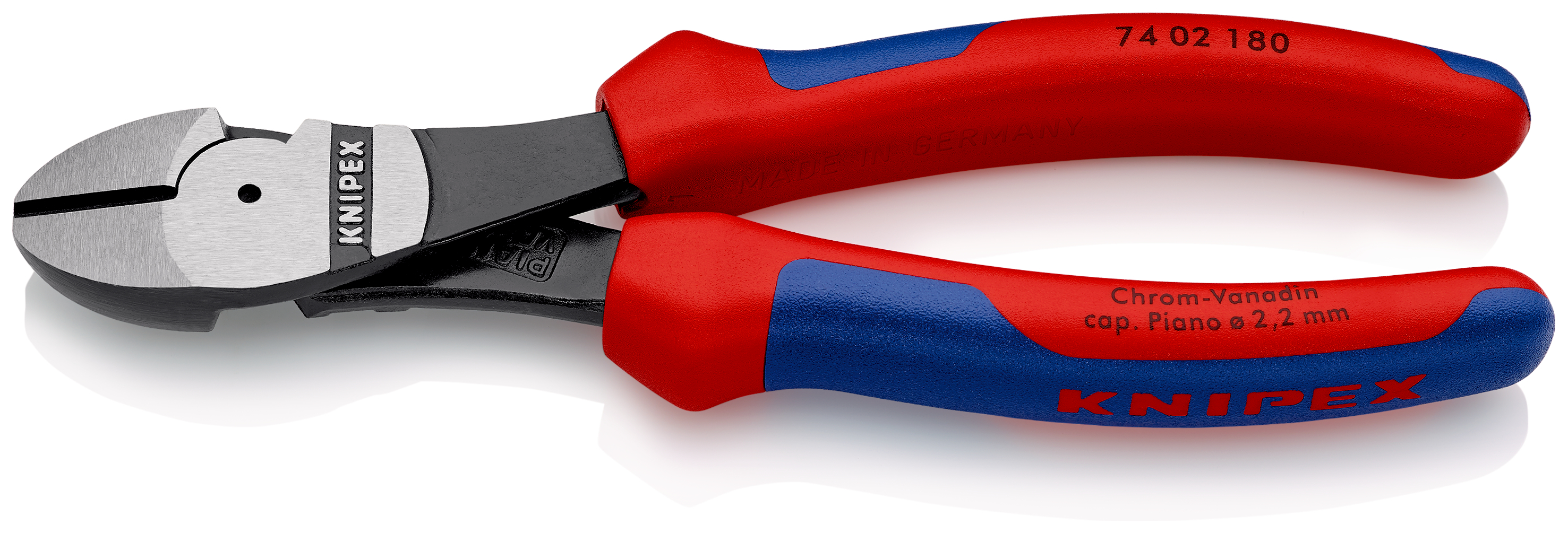 KNIPEX Kraft-Seitenschneider mit Mehrkomponenten-Hüllen schwarz atramentiert 180 mm